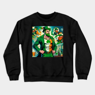 Irish Male Comic Book Superhero with Leprechaun Crewneck Sweatshirt